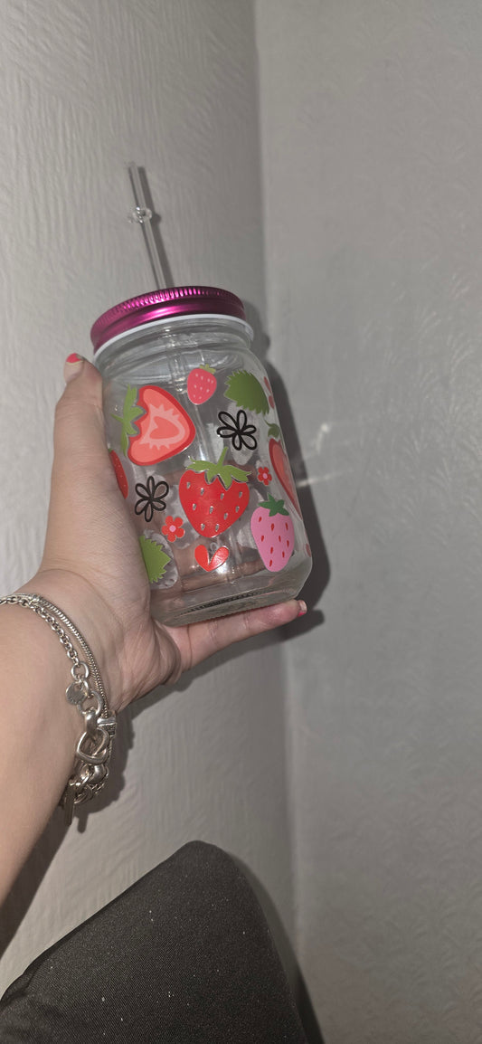 Strawberry glass tumbler